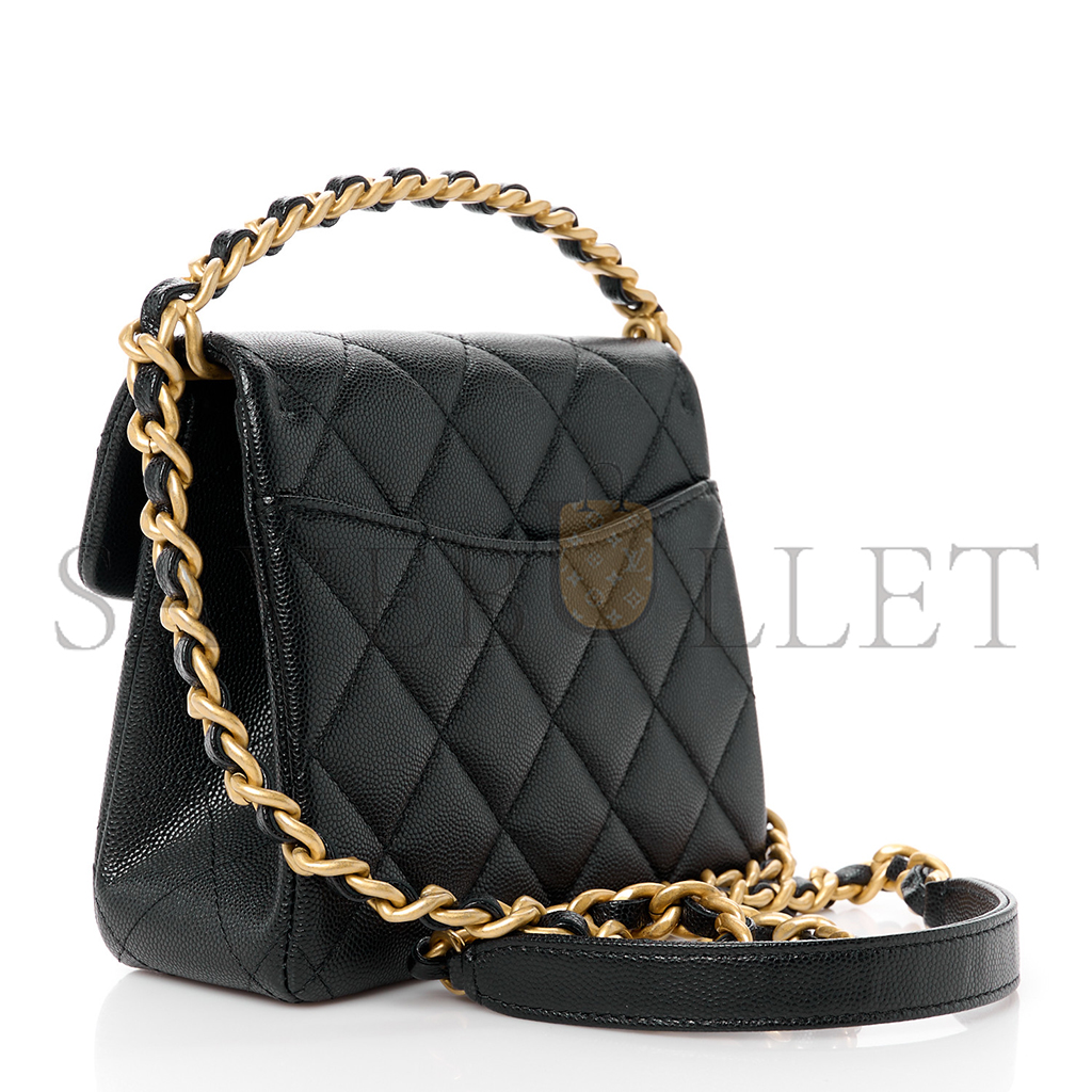 Ch*el caviar quilted 31 rue cambon mini top handle flap (19*15*7cm)